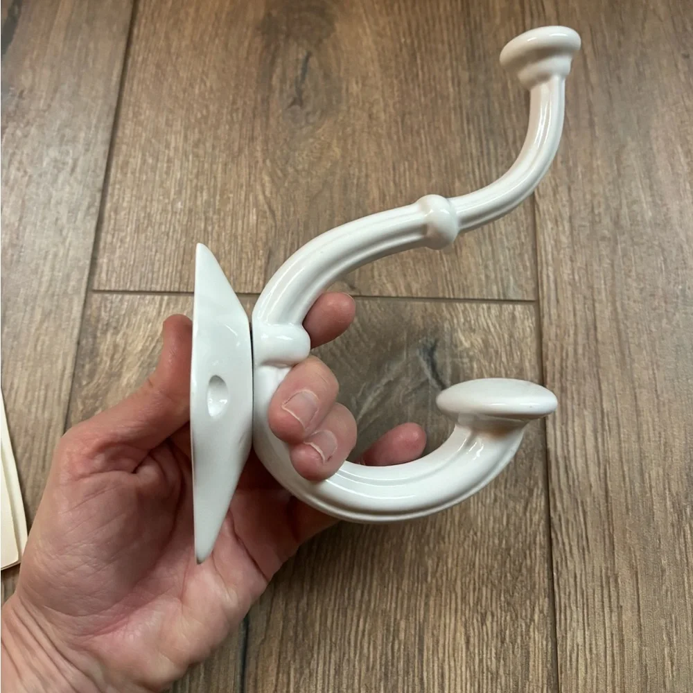 NEW Pottery Barn Stockton Classic White Cast Iron Heavy Duty Wall Curtain Hook
